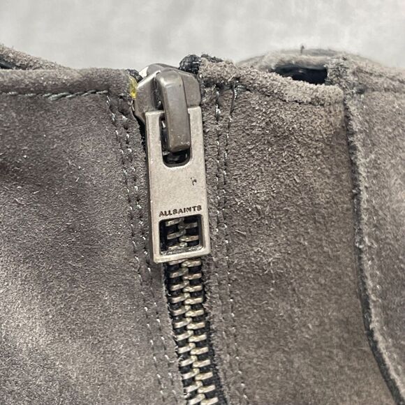 AllSaints Boots Womens 39 US 8.5 Gray Suede Fringe Rustic Look Ankle Bonny West - Picture 8 of 16